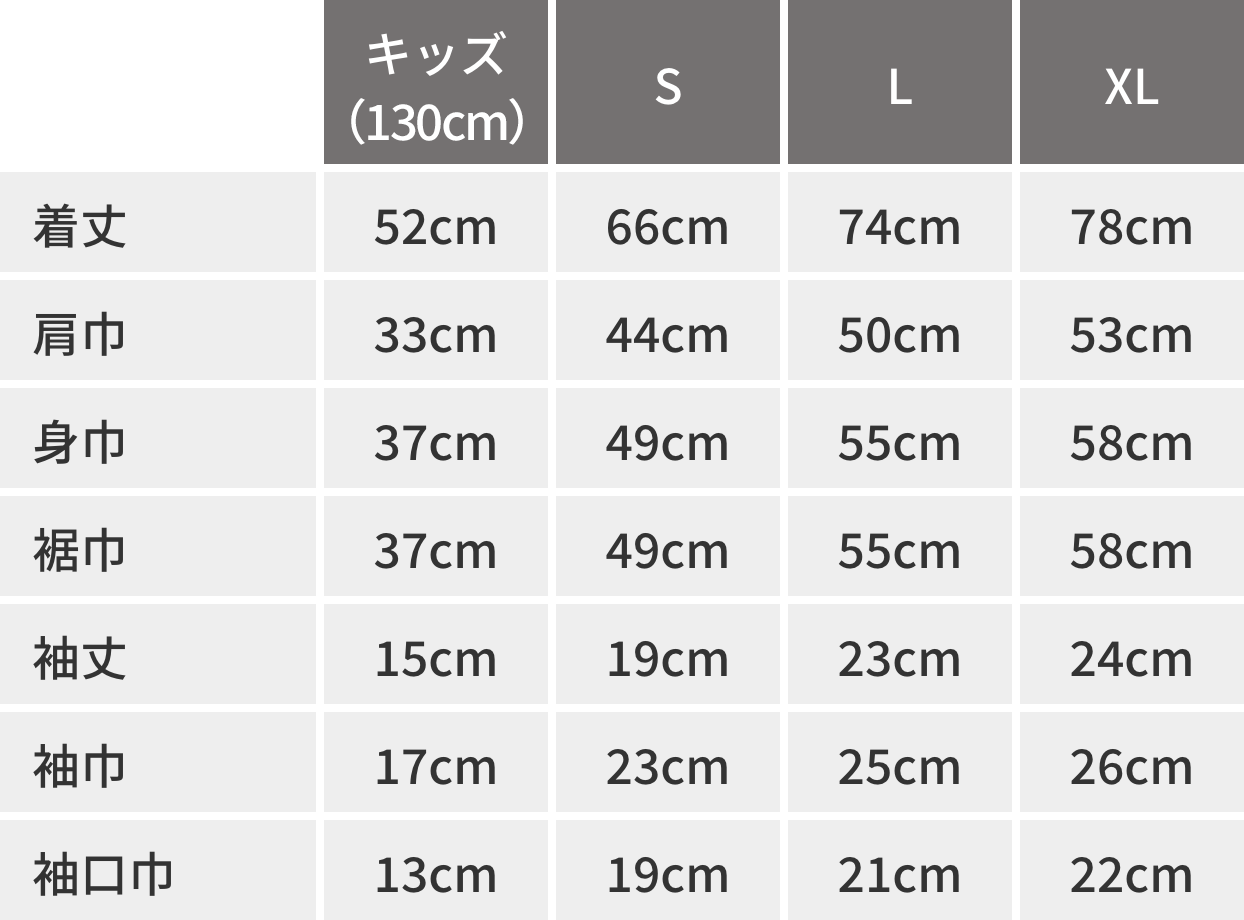 ALVARCARSオリジナルTシャツのサイズ表